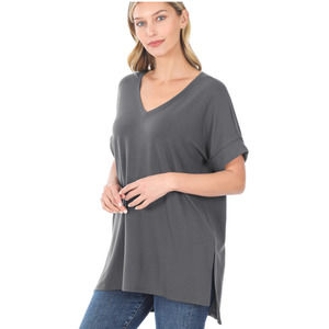 Ash Grey Elegance V-Neck NWT